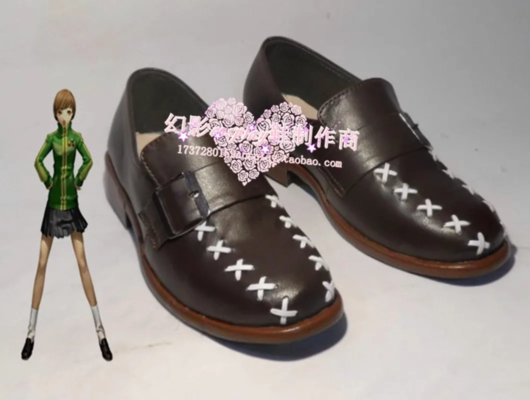 

JP Games PERSONA 4 P4 Chie Satonaka Обувь для косплея Кожаные костюмные туфли ручной работы