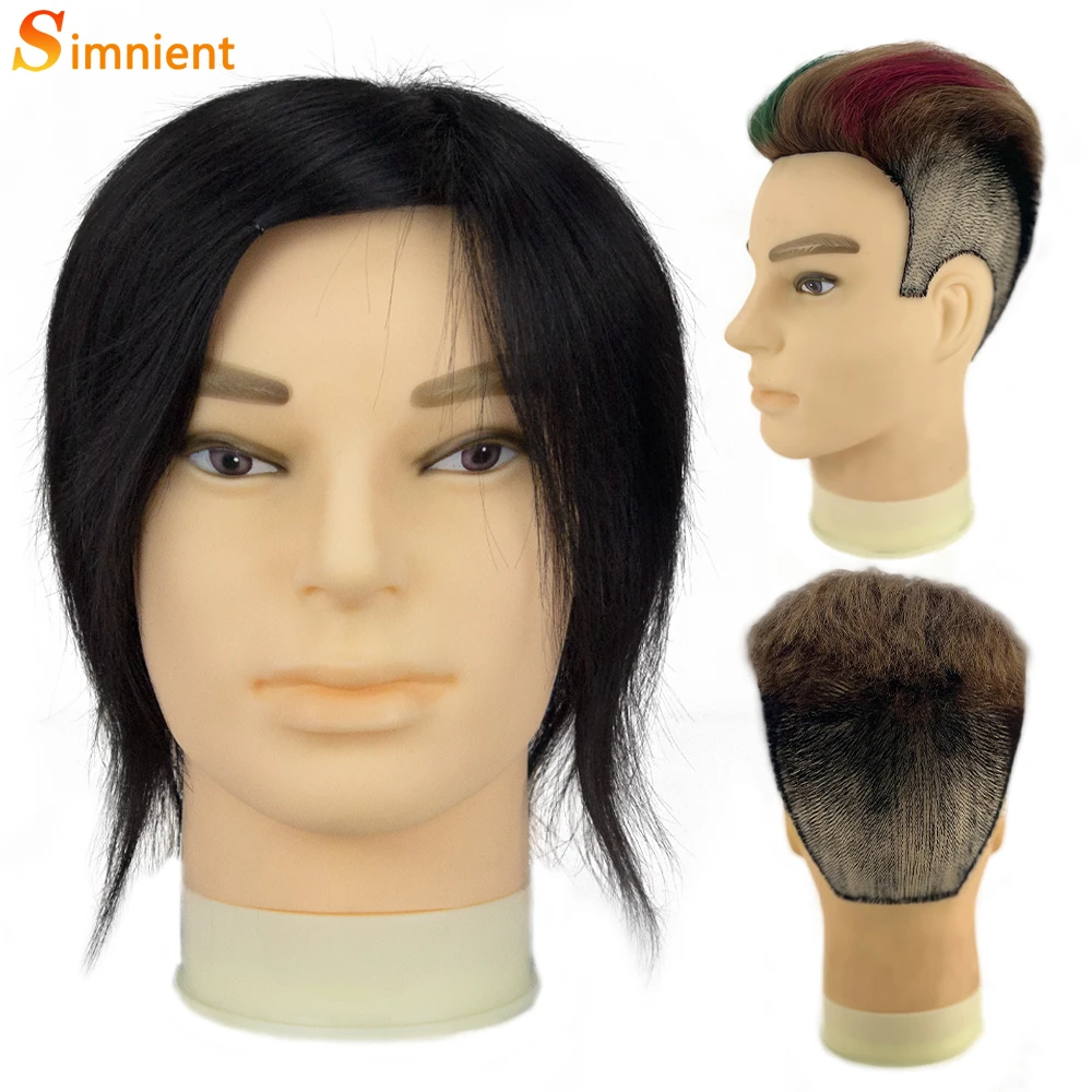 Male Mannequin Head With 100% Remy Human Hair For Practice Cutting Hairdresser Cosmetology Training Doll Head For Hair Styling