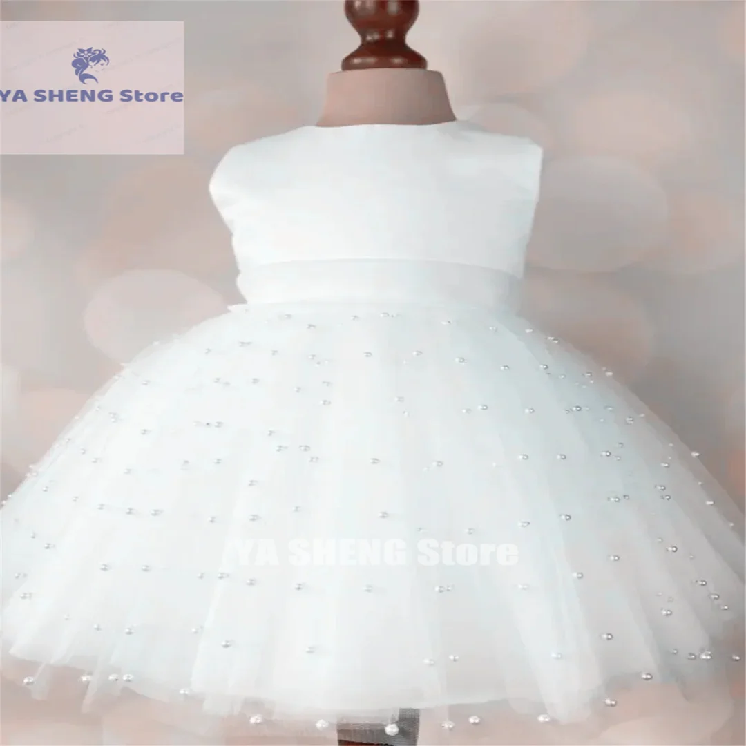 First Communion Gowns White Angel Flower Girl Dress Tulle Cute Ivory Party Knee Length Fit Wedding Party Kids Birthday Gift