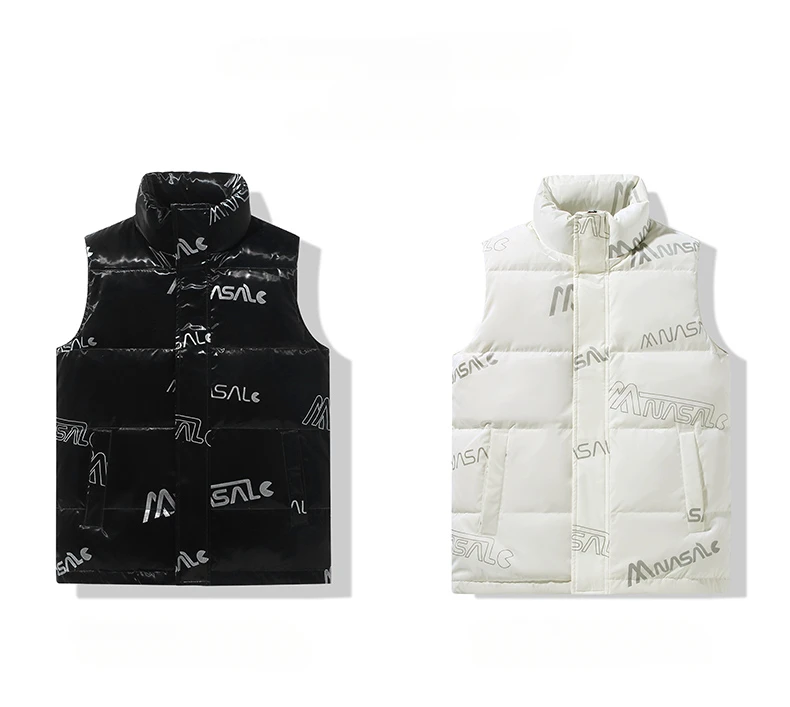 Herfst Winter Heren Vest Jas Wit Eend Dons Dikker Warme Jassen Bedrukt Mannelijk Katoenen Jas Casual Gilet Merk Topkleding