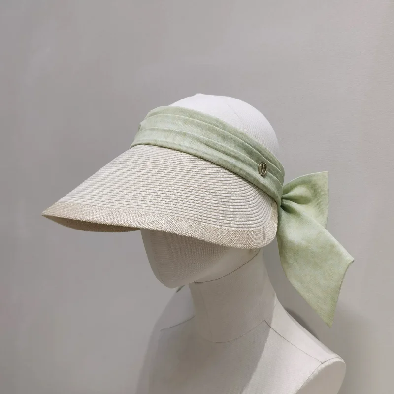 2026-new-retro-letter-empty-top-hat-women's-summer-sun-protection-hat-travel-beach-holiday-hat-youth-stripe-pattern