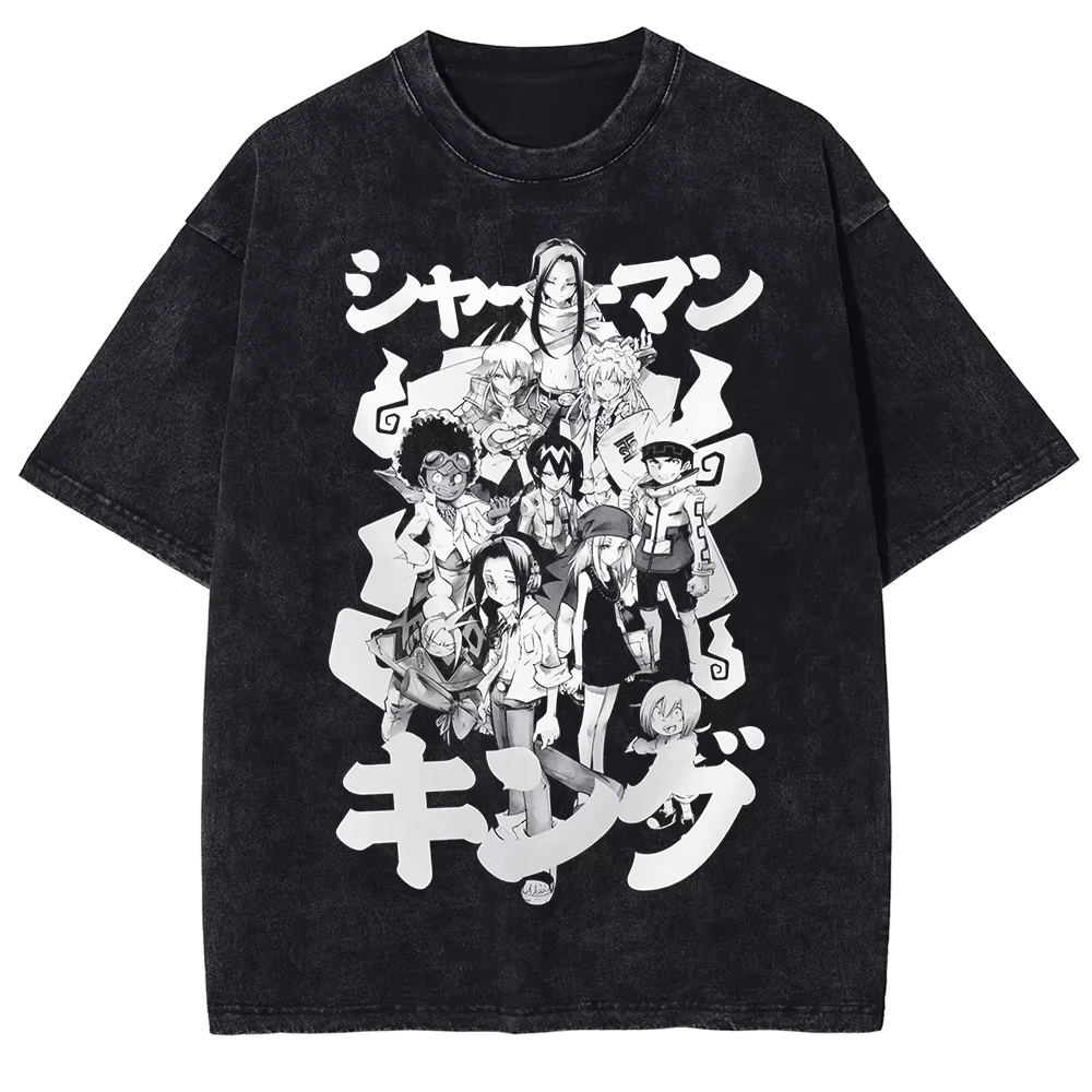 Yoh Asakura Shaman King Japanese Anime T-Shirt Washed Cotton Graphic Print Vintage Streetwear Men Women Unisex Top 2026 Hot Sale