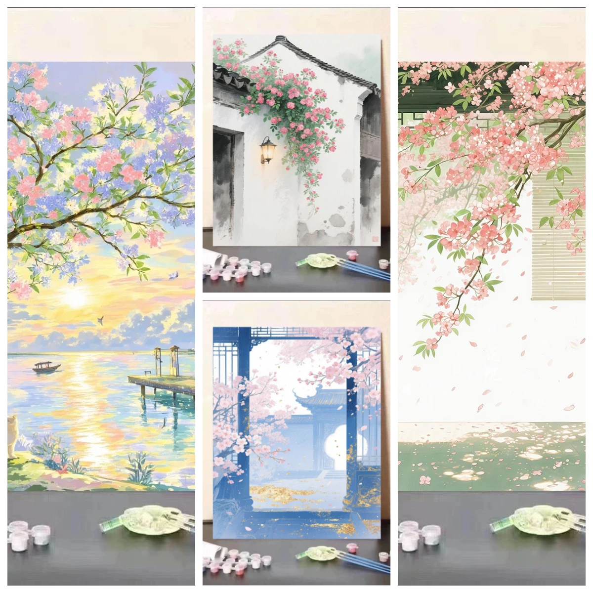 

Cure Series Пейзаж Цифровая картина маслом DIY Заполняющий цвет Ручная роспись Китайский стиль Картина маслом Декоративная картина Безрамная