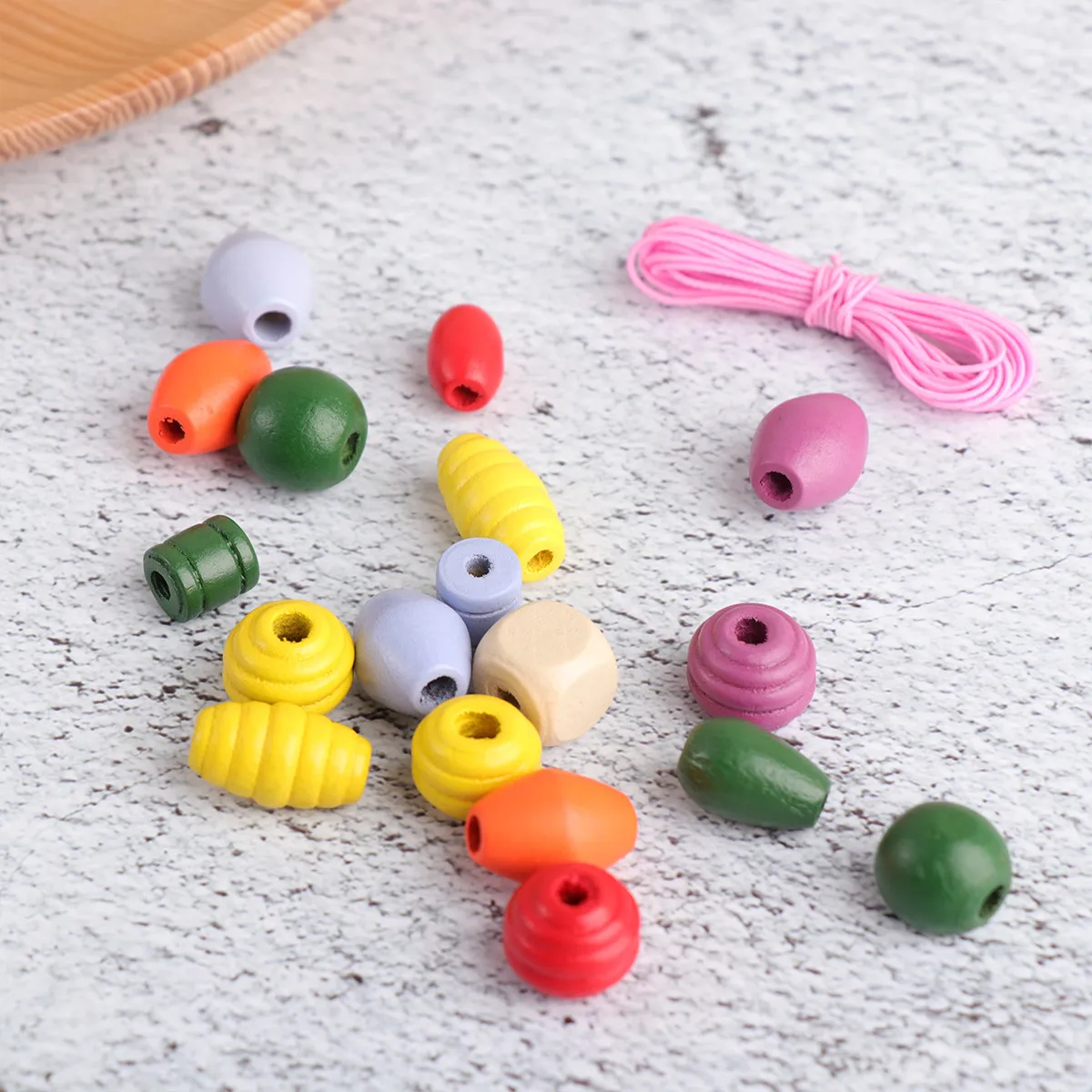 

1Pack Wooden Beads String Beads DIY Assorted Colors Ideal for Amblyopia Training Intellectual Development Educational Creativity