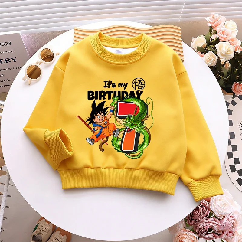 Dragones Ball Tops Birthday Party Sweaters Children Baby Long Sleeve BOY Sweatshirt Kid Clothing Fall Hood Sweat Shirts Clothes