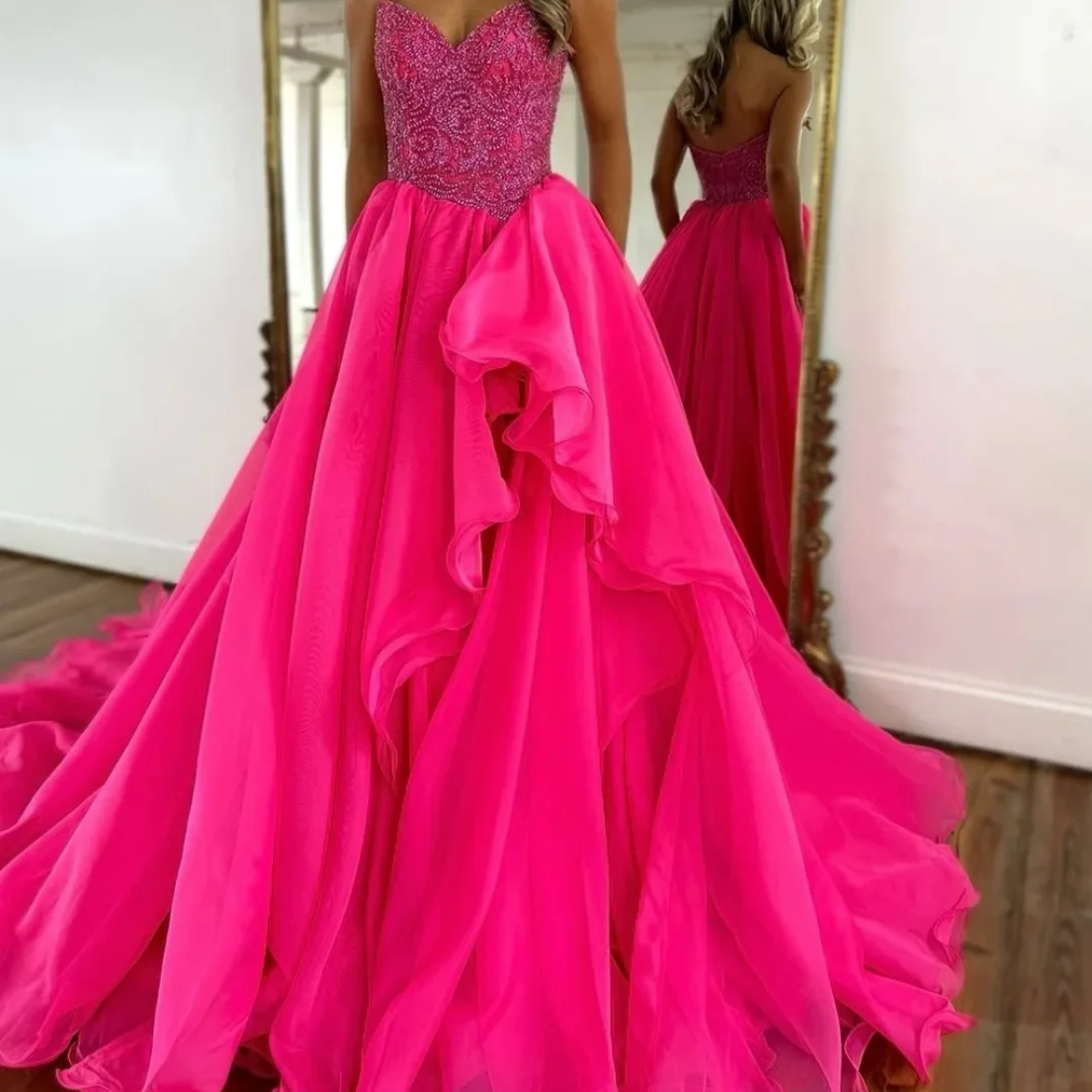 

Glamorous A-Line Prom Sweetheart Evening Party Gown Elegant Court Train Formal Evening Dresses Customized