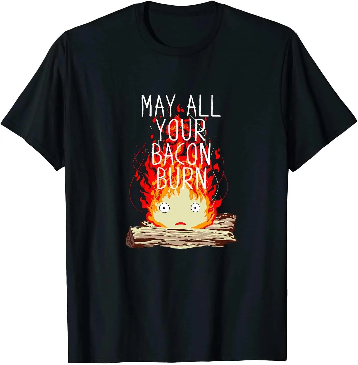 Demon Fire Calcifer All Bacon Burn Men Women Cotton T-Shirt