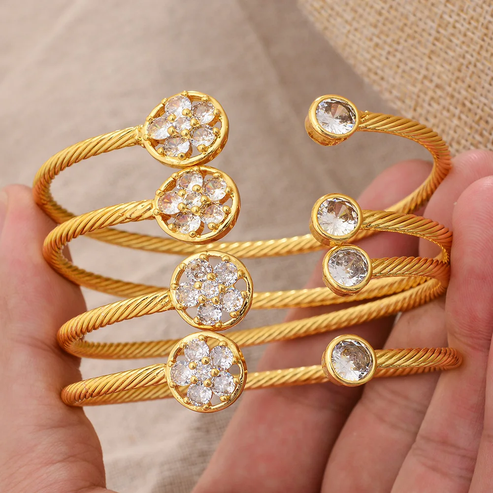 

Ethiopian Bracelet Trendy 24k Gold Color Bangles For Women Dubai Wedding Bride Gift Africa Bangle Saudi Arabia Jewelry Charm