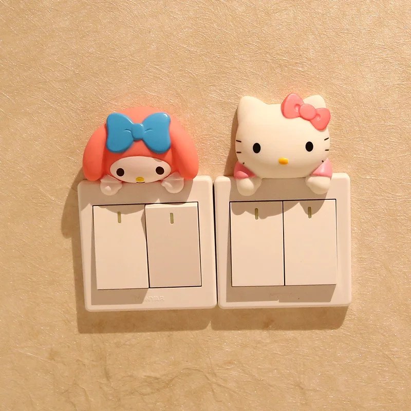 Kitty Melody Cartoon Home Bedroom Creative Cute Switch Sticker Wall Sticker Socket Cover Decorative Sticker Protective Cover