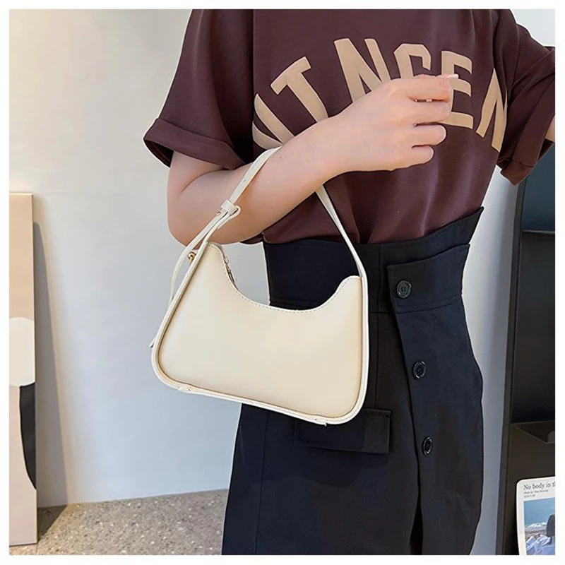 2023 New Women\'s Fashion Handbags Retro Solid Color PU Leather Shoulder Underarm Bag Casual Women Handbags Small Shoulder Bags