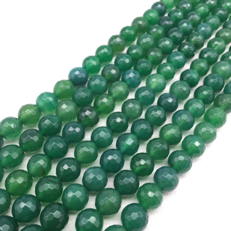 New Style 4-12mm Green Round Natural Stone Beads AgateS Onyx Faceted Loose Strand Stone Beads For Jewelry Making Diy Bracelets