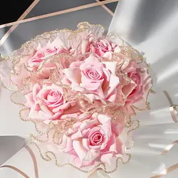 2.8cmx3.8m Flower Wrapping Paper Wave mesh Rose Korean Style Half Transparent Gift Packing Florist Bouquet Wrapping Material