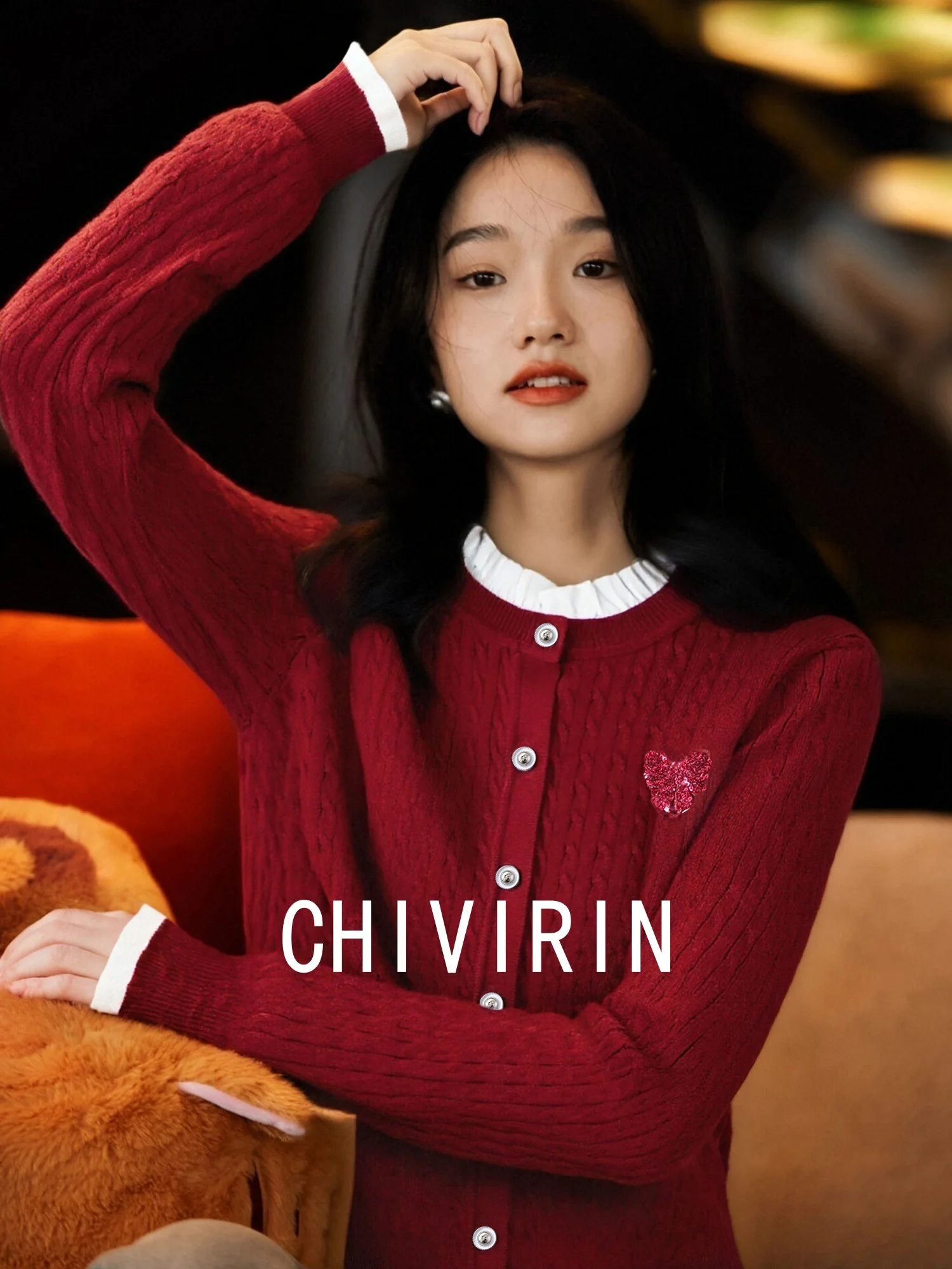 

Новый женский вязаный шерстяной кардиган Chivirin с деревянным узором, весна-осень, новая модель, теплая верхняя одежда с длинными рукавами