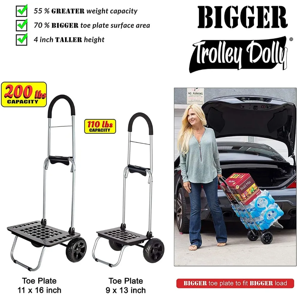 عربة تسوق قوية قابلة للطي - عربة دوللي سوداء لزراعة البقالة