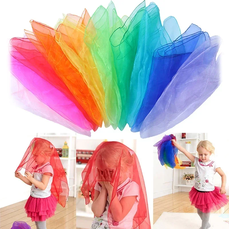 1pc Multicolor Gymnastics Scarves For Children Outdoor Game Toys Dancing And Juggling Towels Candy Colored Gym Towel Dance Gauze