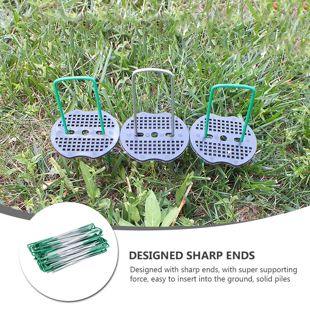 20 Pcs Plant Sod Nails Ground Pegs Gardening Supplies Outdoor Tent Stakes Green U-shaped