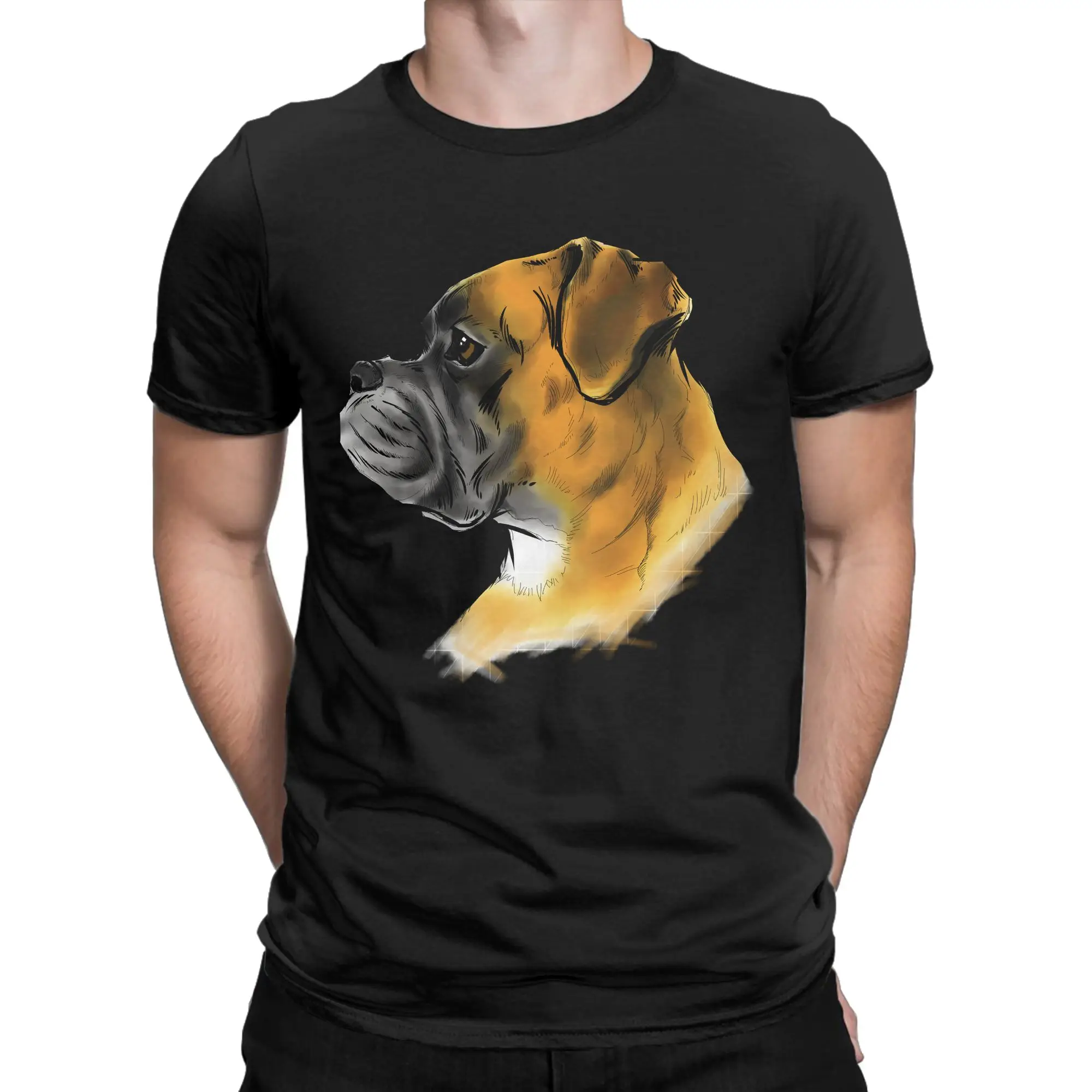 Dog Boxer T Shirts for Men Pure Cotton Novelty T-Shirt Crew Neck  Tee Shirt Short Sleeve Clothes Gift Idea