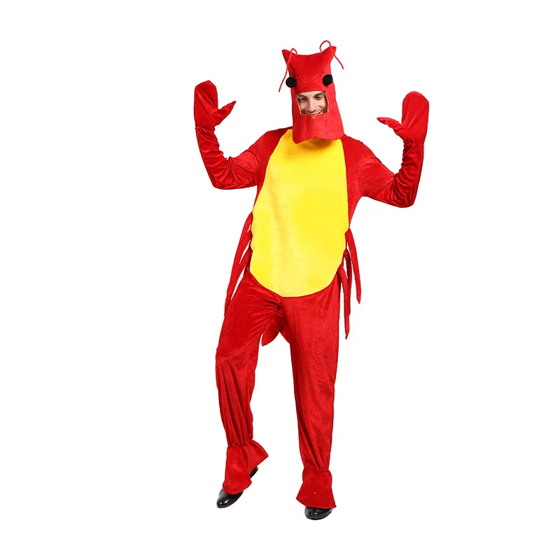 Funny Adult Lobster Cosplay Halloween Costumes Men Unisex Restaurant Events Lobster Role Cosplay Jumpsuit Stage Performance