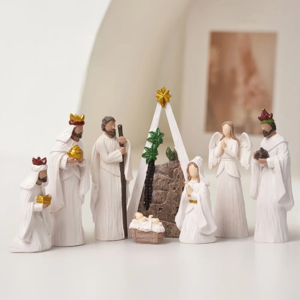 2025 New Nativity Religion Resin Ornaments Desktop Desk Decorate Character Handicraft Pendulum