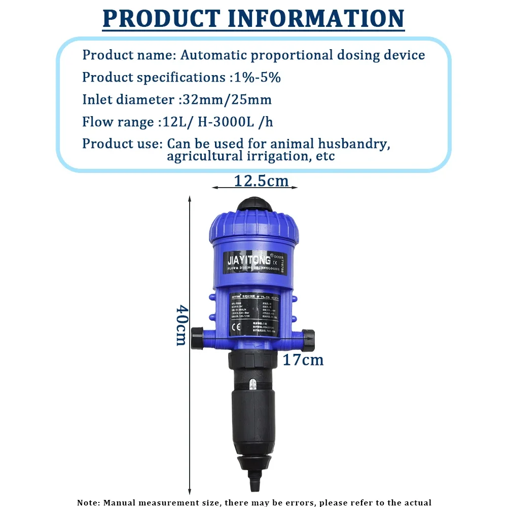 Automatic Dosing Device Irrigation Injector Powered by Water Dosing Pump for Garden Water-Powered Fertilizer Fertilizer Injector
