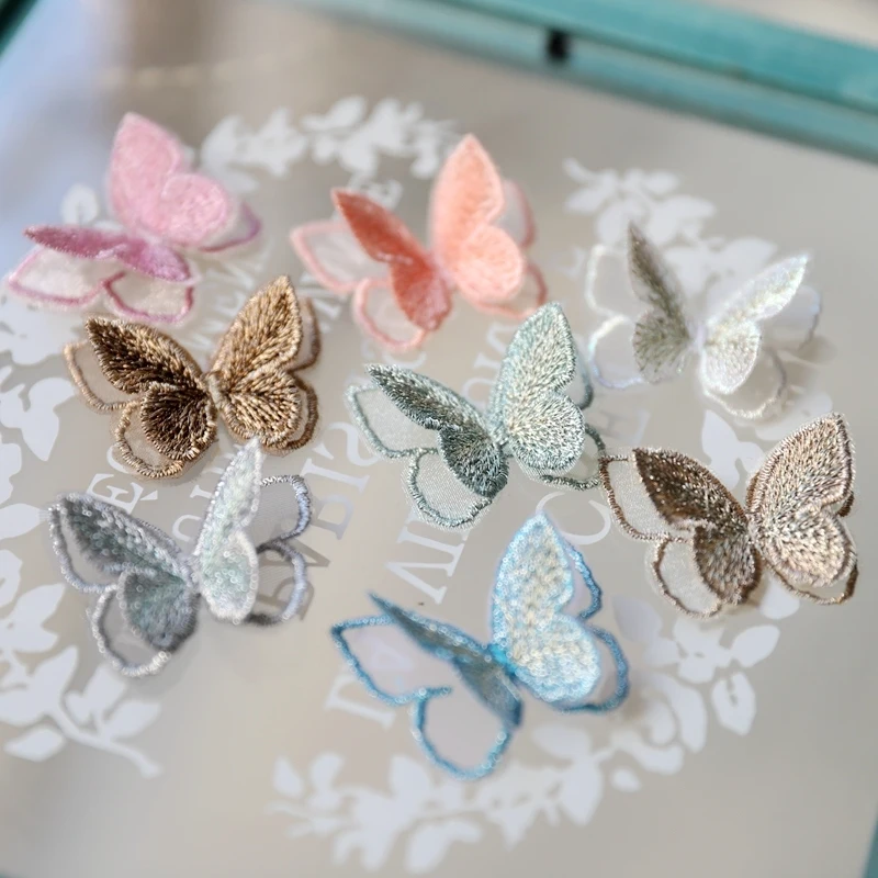 2Pcs Embroidery Butterfly Patch Christmas Party Festival Wedding Decorations Dress Needlework Decor Handmade Craft Accessories