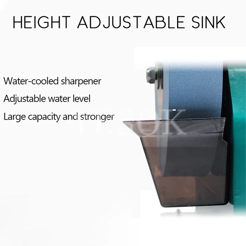 220 Mesh 10 Inch Water Cooled Knife Sharpener Low Speed Grinder 220V Electric Scissor Polishing Machine 95 RPM for Kitchen Tools