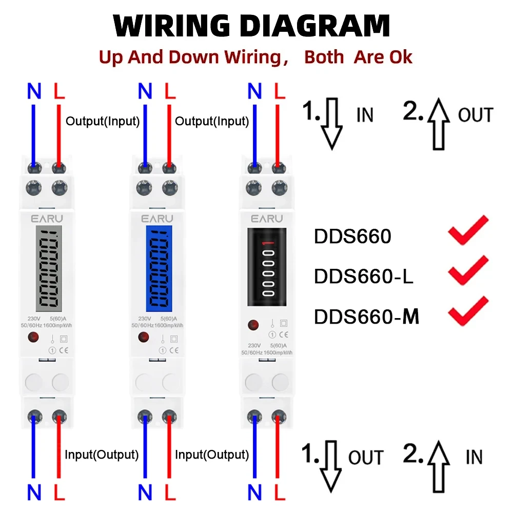 18mm Single Phase 1P Backlight Digital Wattmeter Power Consumption Analog Energy Meter kWh AC 230V 50Hz LCD Electric Din Rail