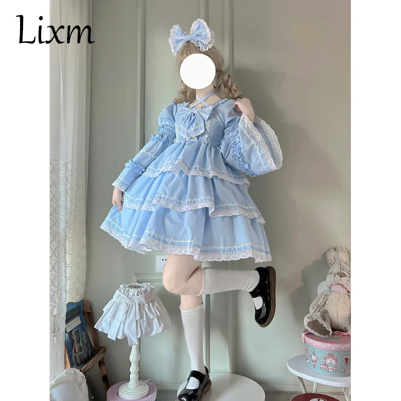 Robe Lolita japonaise d'été pour filles et femmes, robe à bretelles Sweet Lolita, poignées à manches courtes, robe Op amovible, robe Kawaii