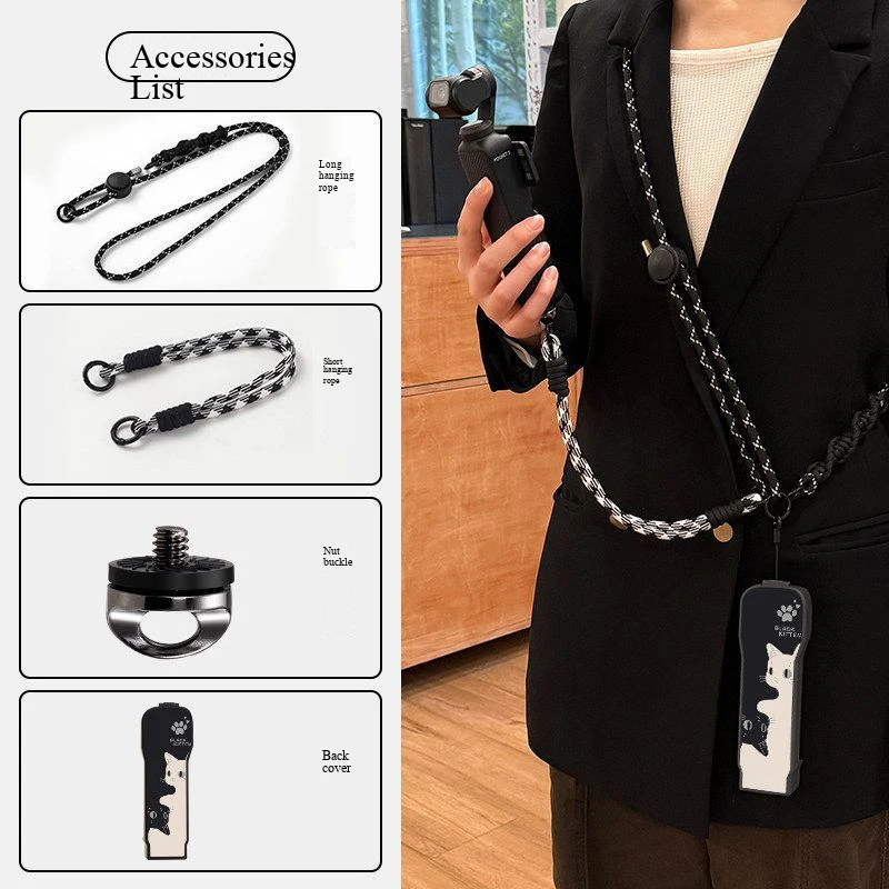 

For DJI Osmo Pocket 3 Protective Case lanyard Camera Back cover Lens Screen Protector Anti-fall Flip Cover sling shell