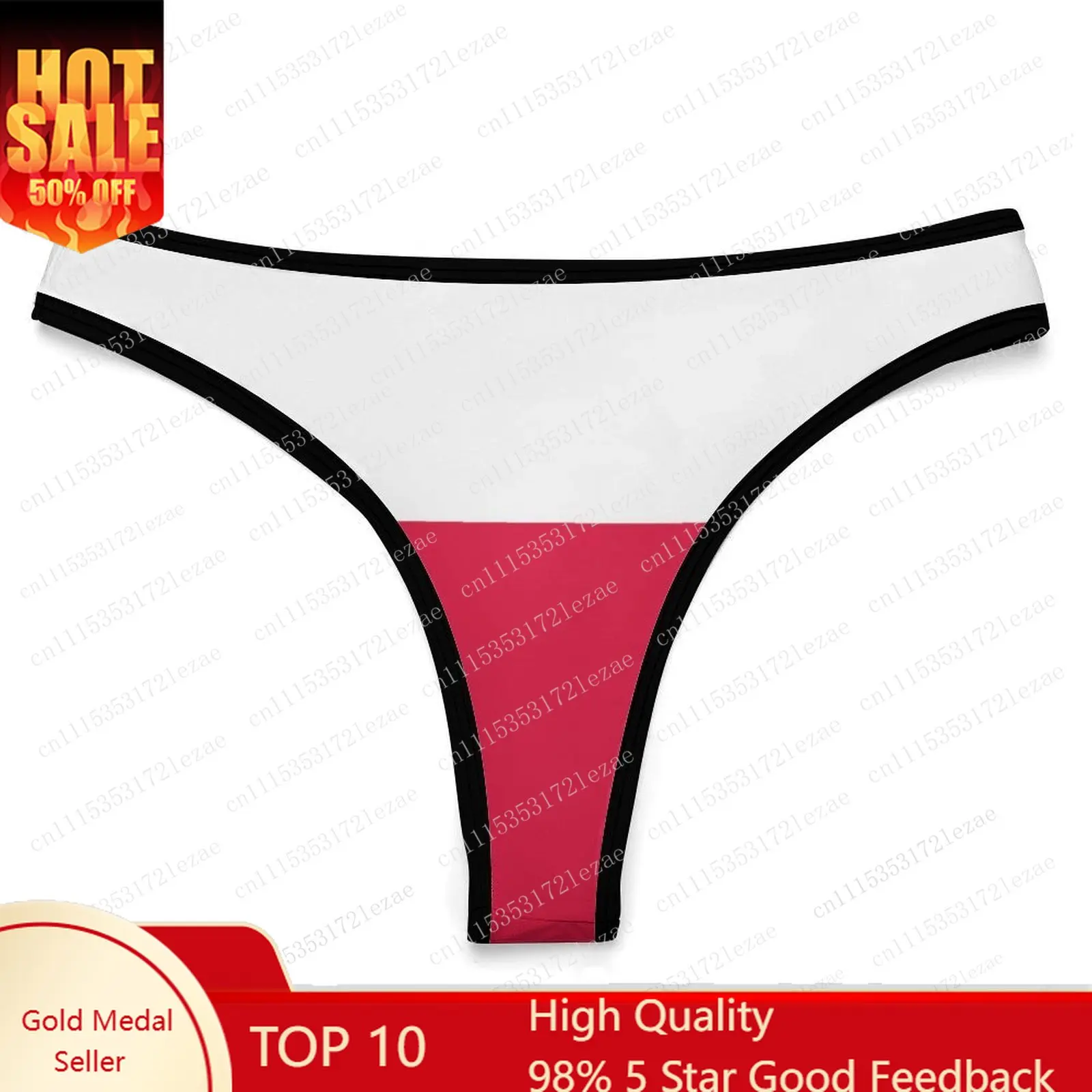 Poland Flag Customized Ice Silk Thong Panties Women's Comfortable Briefs S-2XL Suitable for Everyday Wear and All Seasons