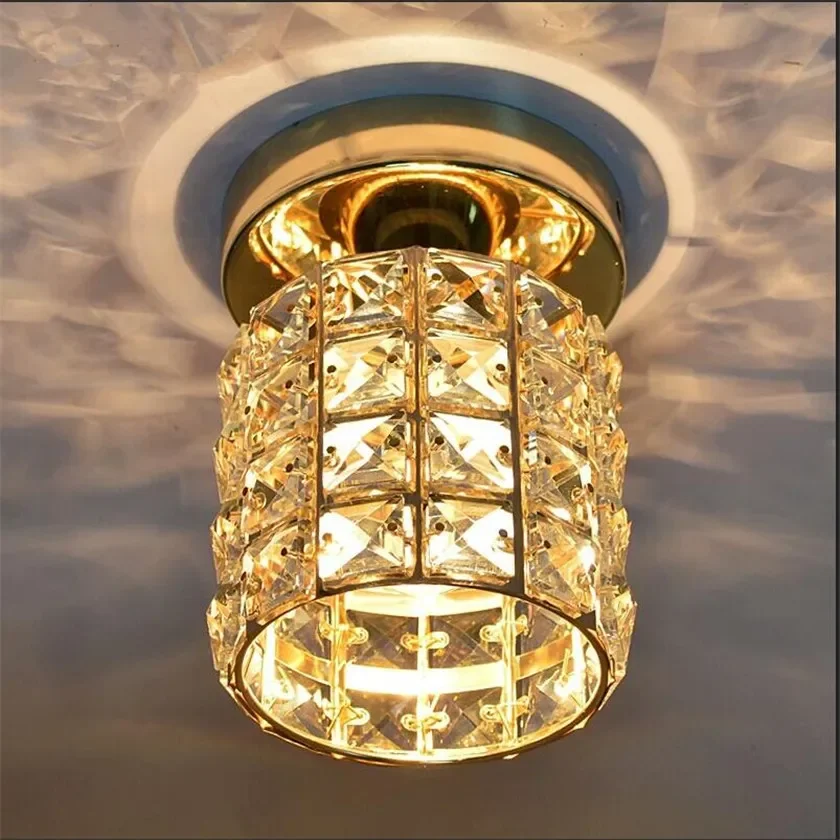 LED Ceiling Lights Luminaria teto Gold Crystal Ceiling Lamp For Entrance Stair Corridor Abajur Lamparas Plafonnier Home Lighting