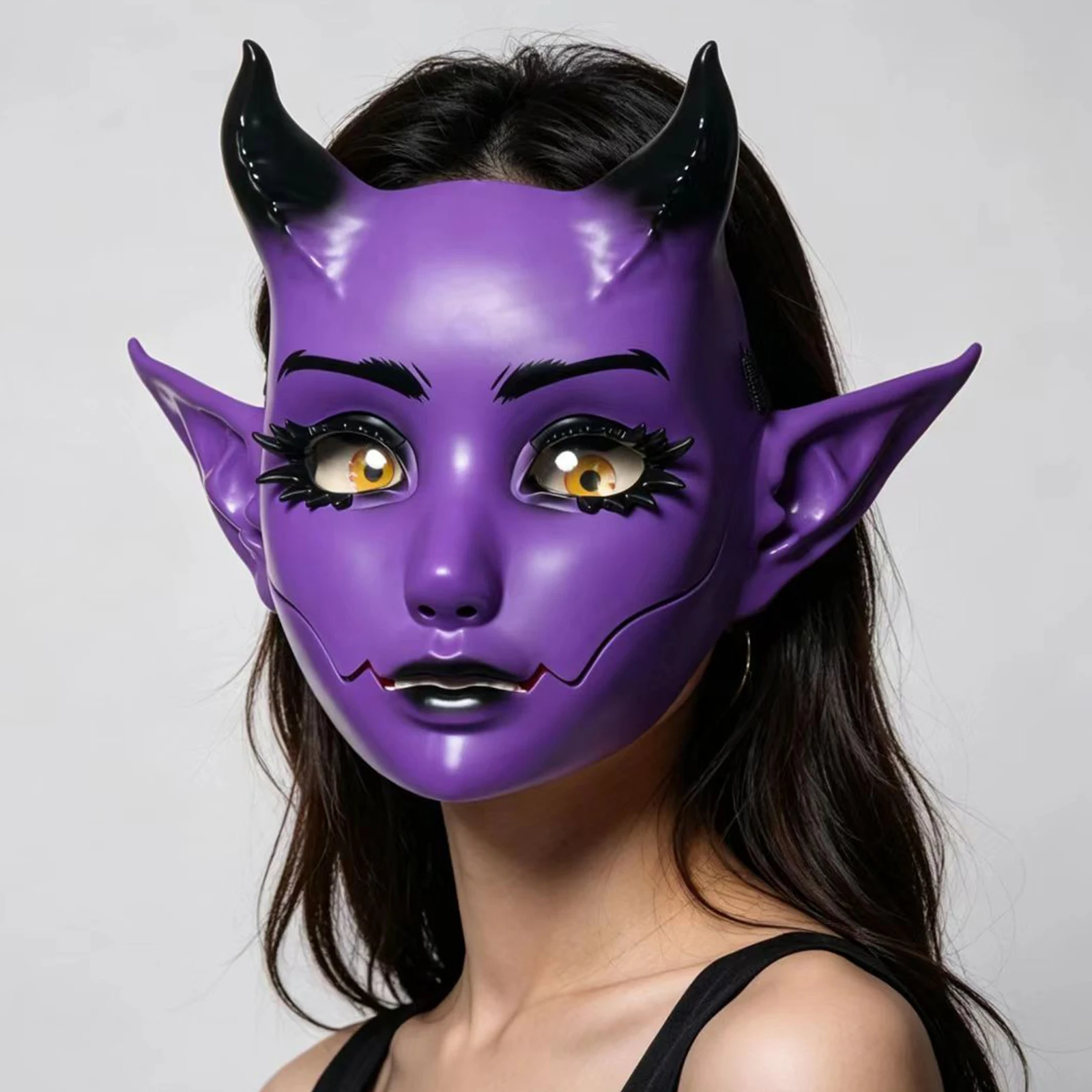 JAUPTO 7-Farbige Hornige Maske mit Beweglichem Kiefer und Offenem Mund, Fantasy-Kreatur-Maske für Halloween-Kostüme, Partys und Festivals, Gesichtsbedeckung für Erwachsene – Detail 22