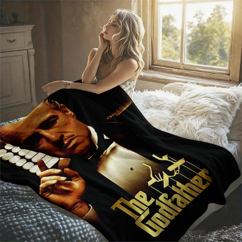 Godfather vintage Flannel Blanket Warm Soft Halloween Christmas Couch Warm Cozy Decorative Decor Gift for All Season