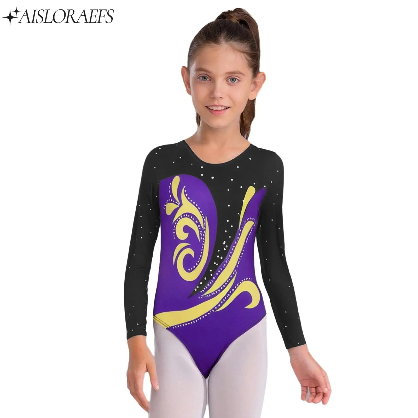 

Long Sleeve Rhythmic Gymnastics Leotard for Girls Ballet Dance Bodysuit Acrobatics Figure Skating Stage Performance Dancewear
