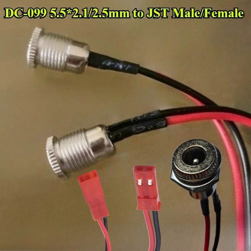 

2/5/10/30Pcs/lot DC-099 5.5*2.1/5.5*2.5mm DC Power Plug Socket Connector to JST 2P Male/Female Plug with Wire length 15cm 22AWG