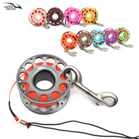 1PCS 15M/30M Scuba Diving Aluminum Alloy Spool Finger Reel with Stainless Steel double ended hook SMB Equipment Cave Dive
