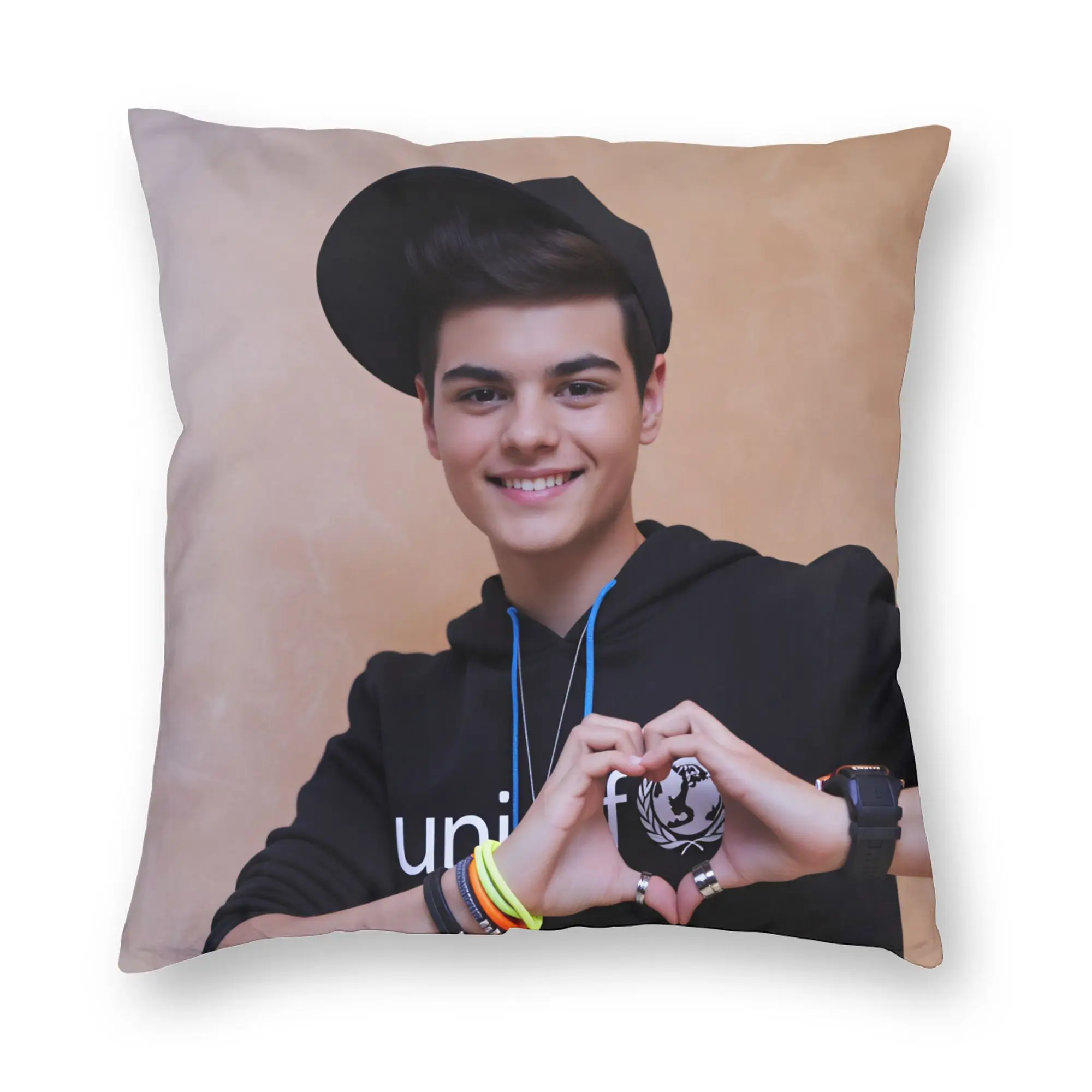 Funda de almohada del cantante español Abraham Mateo, funda de cojín gráfica, funda de almohada moderna para silla, sofá, decoración del hogar