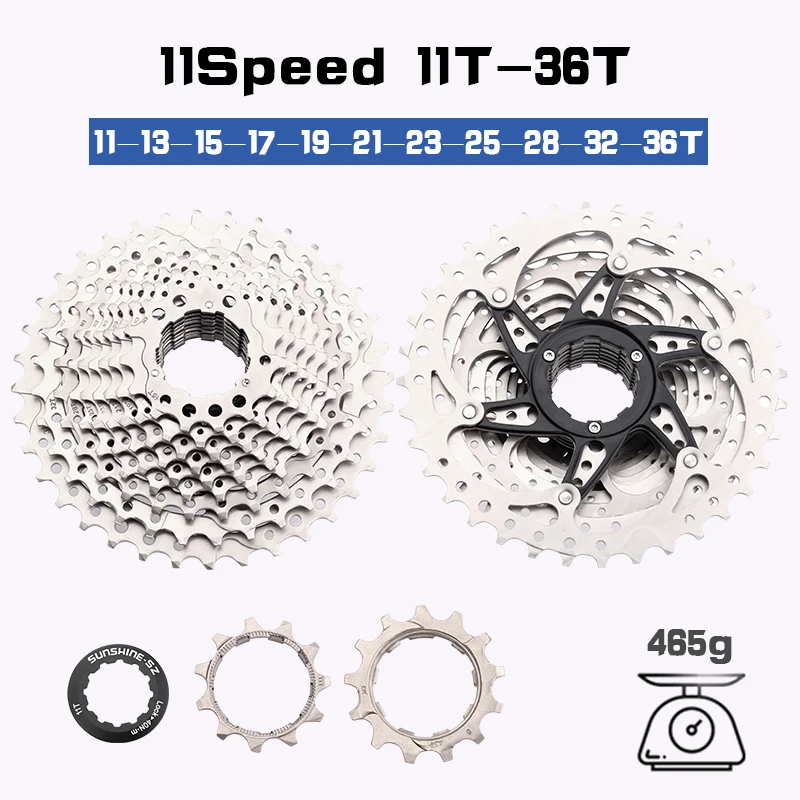 SUNSHINE 11 Speed Freewheel MTB Road Bike 11-25/28/32/36/40/42/46/50/52T Cassette 11V UltraLight Flywheel with for SHIMANO K7 HG