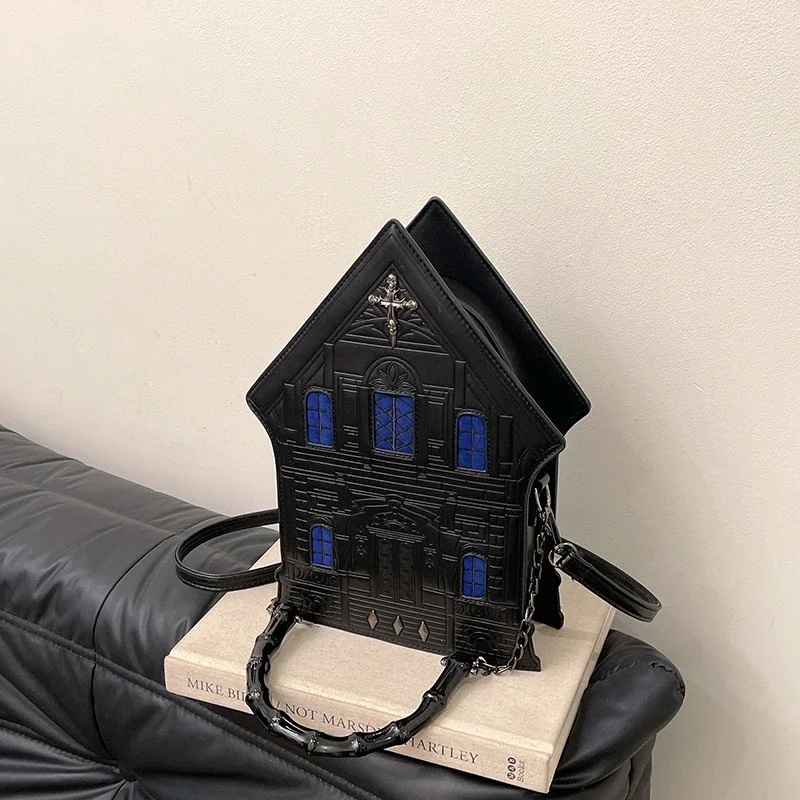 Модная персонализированная и креативная женская трехмерная сумка через плечо в форме дома, сумки на плечо с заклепками для женщин, новинка 2025 года