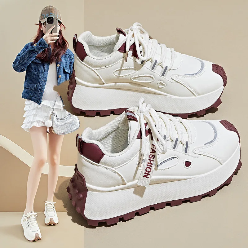 

Chunky Sneakers for Women 2025 New Korean Style Dad Shoes Platform Athletic Running Shoes Retro Streetwear