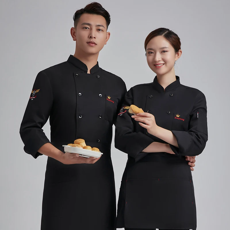 Chef Uniform Voor Mannen Vrouwen Jas Koken Kleding Keuken Westerse Restaurante Hotel Pastry Chef Barbecue Restaurant Custom Logo