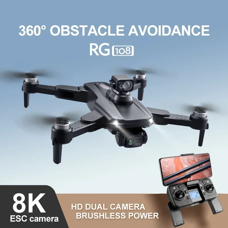 RG108 Drone GPS Professional 8K HD Camera ESC 5G WIFI FPV Brushless RC Quadcopter Video Obstacle Avoidance Smart Mini Dron 1.2KM