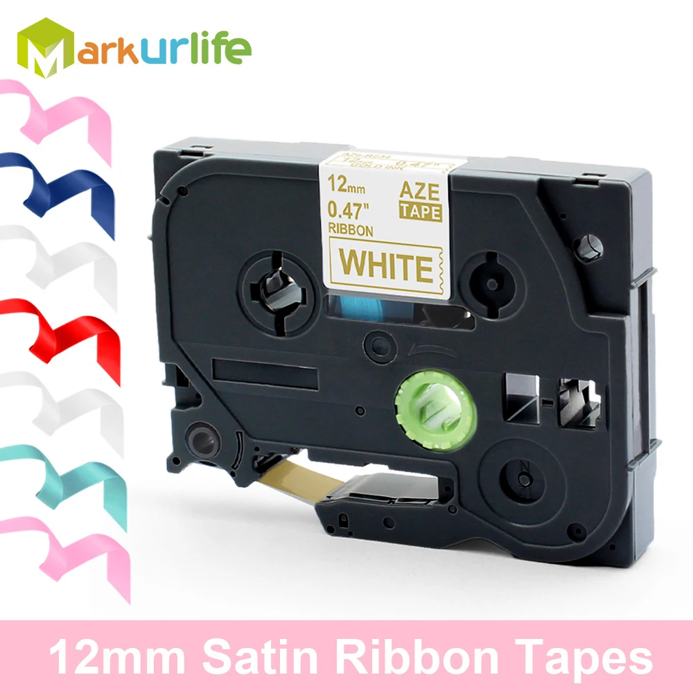 RE34 R231 Satin Ribbon 12mm Label tape Compatible for Brother TZe-R231 TZe-RE34 TZE-RE31 TZE-RG34 Gift P Touch Label Printer