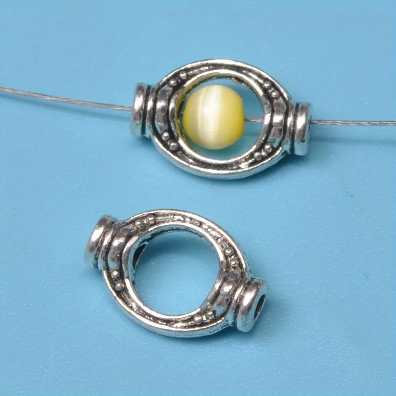 30pcs tibetan Silvery Alloy Bead Frame DIY Oval Bead Spacer Beads for DIY Bracelet Necklace Jewelry Making 11mm