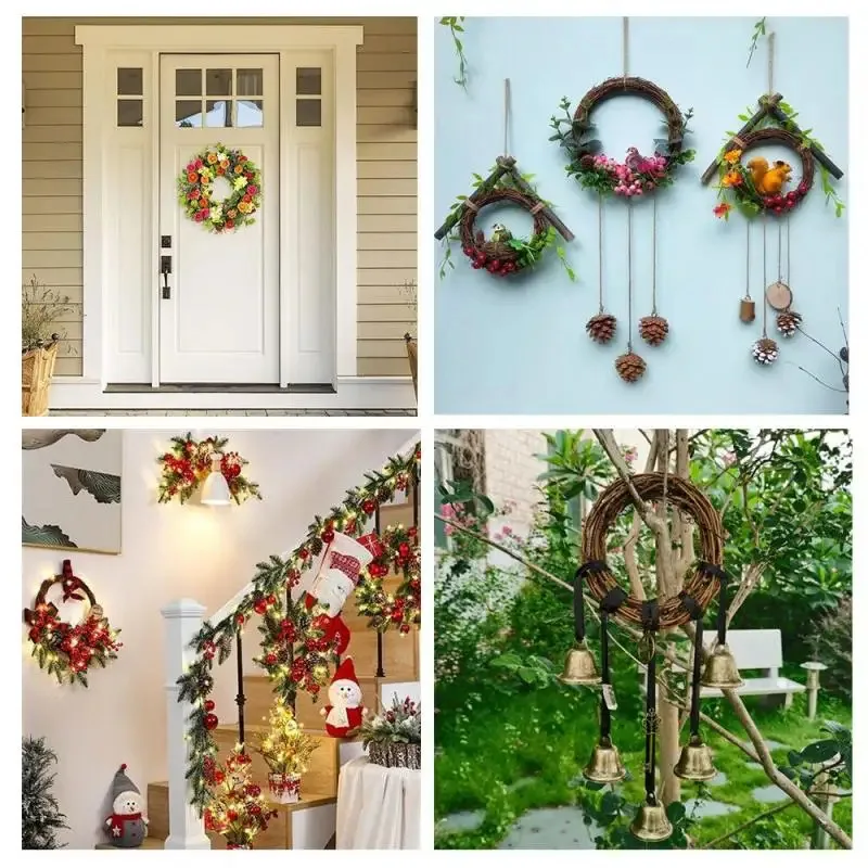 10cm Round Rattan Rings - 4/8pcs DIY Bases for Floral Wreaths, Suitable for Christmas, Wedding & Home Hanging Ornaments - view 6