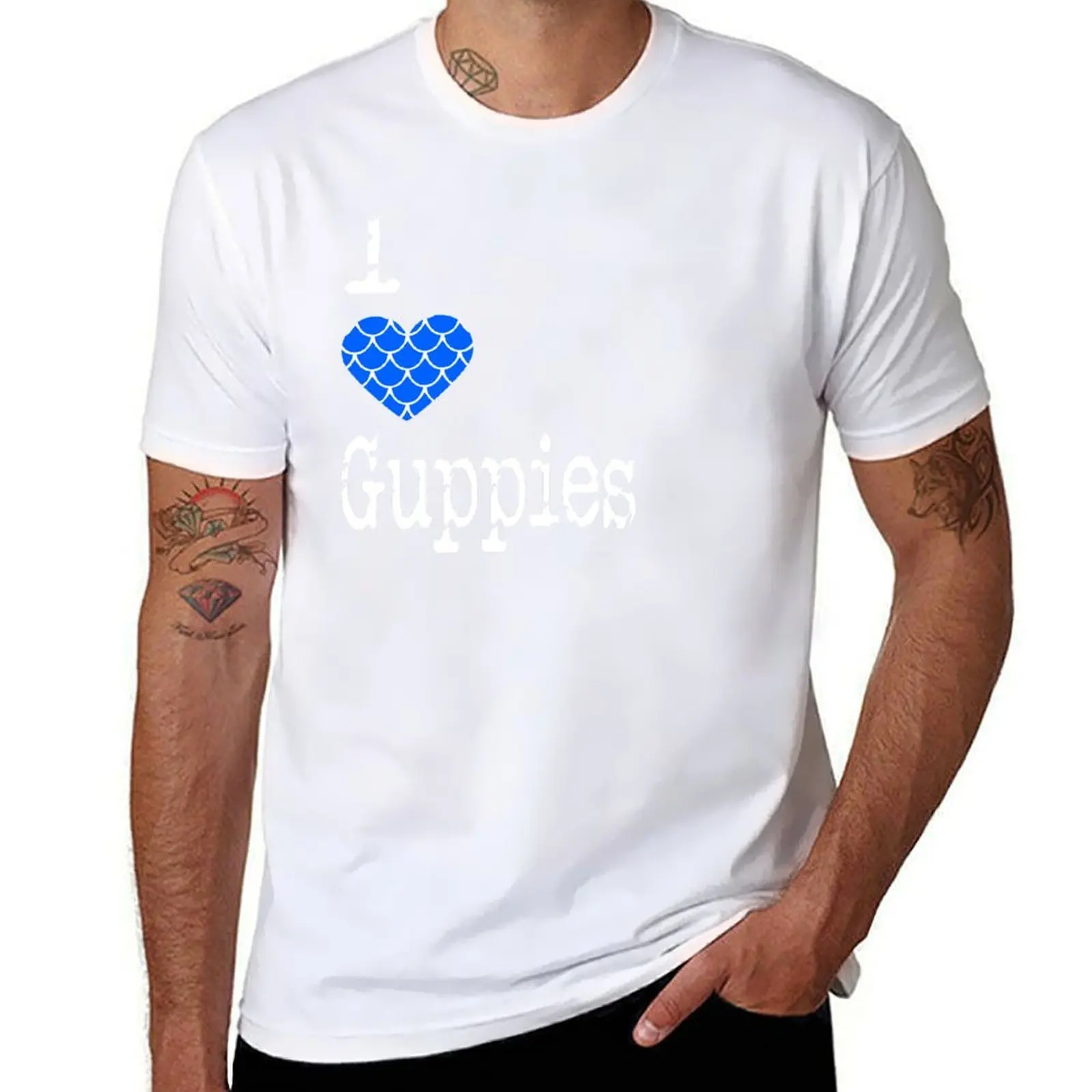 

I Heart Guppies | Love Guppies - Poecilia reticulata T-Shirt printed t shirts for man t shirts for man cotton soft T-Shirt