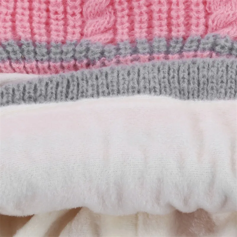 Children Outdoor Running Knitted Hat Scarf 2pcs Hooded Autumn Winter Cute Bear Ear Hats Keep Warm Fluff Thicken Neck Scarf NEW