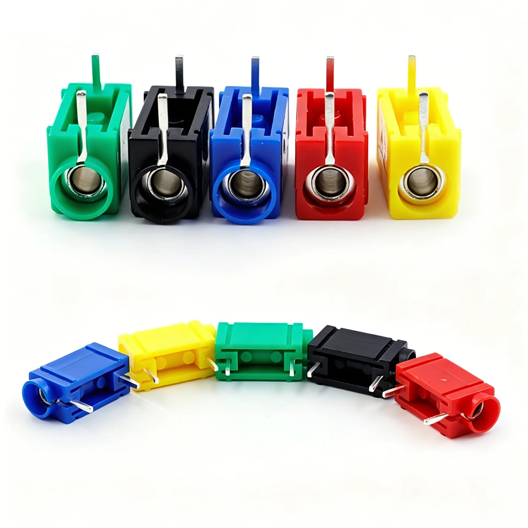 10PCS 4mm Angled Socket Red Black Yellow Green Blue Brass Silver plated ≥500MΩ PA 30Vac-60Vdc/Max.24A 2pin NEW Original terminal