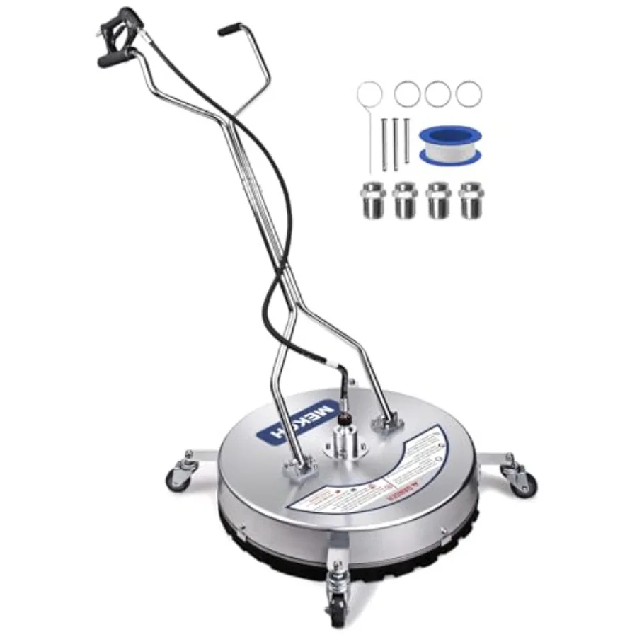 

Pressure Washer Surface Cleaner 22'' 4500PSI Stainless Steel Surface Cleaner Attachment with Wheels for Efficient Driveway Side