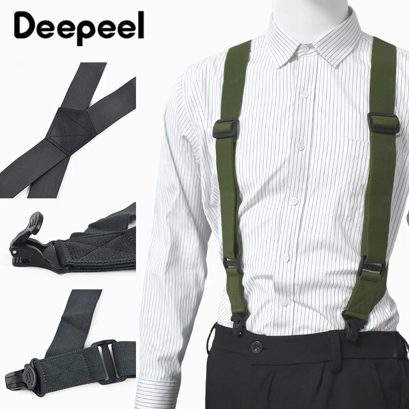 1Pc 38mm Adult Men's Suspenders Plastic Non-slip 2 Clips Elastic Strap Man Braces Suspender for Pants Shirt Male Jockstrap